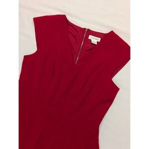 Calvin Klein Womens Red Ruched Dress Fit and Flare Party Sleeveless Sz 6